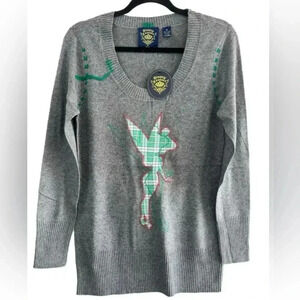 New Disney Couture Cashmere  Silk Tinker Bell Gray Sweater sizes M/L